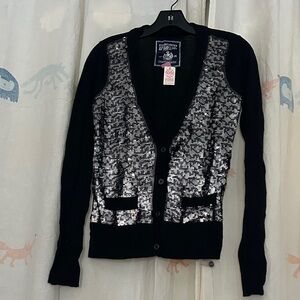 PINK Victoria's Secret Black Cardigan with Silver Sequins